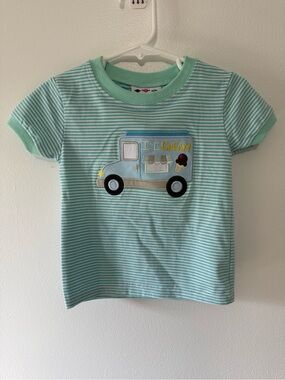 Kids' Smocked Mint Green Striped Ice Cream Truck Tee